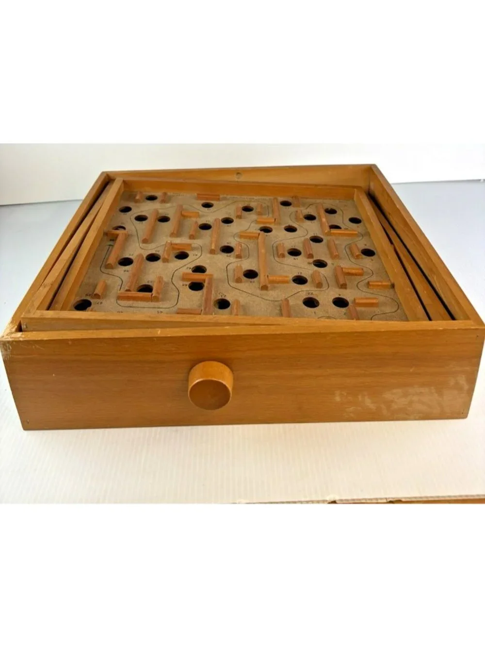 Vintage Wooden Labyrinth Space Tilt Maze Game By Pacific Game Co